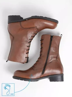 DAMES Wolky Veterlaarzen|Halfhoge Laarzen<Emery HV - 20430 cognac leer