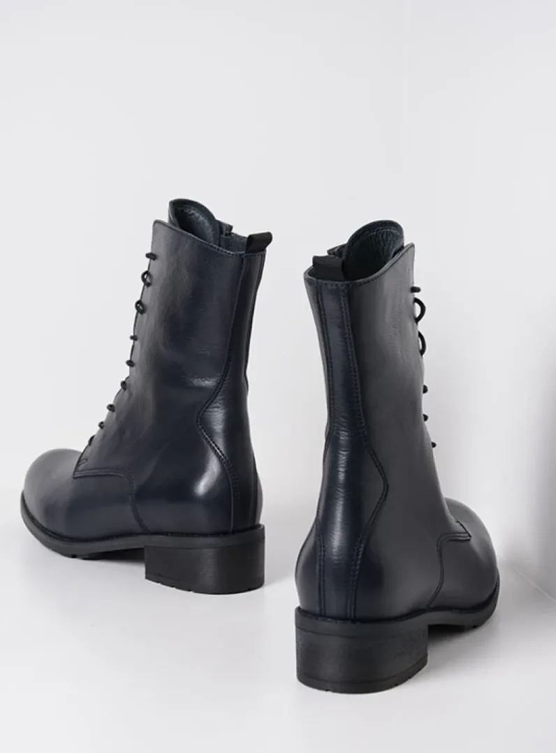 DAMES Wolky Veterlaarzen|Halfhoge Laarzen<Emery HV - blauw leer