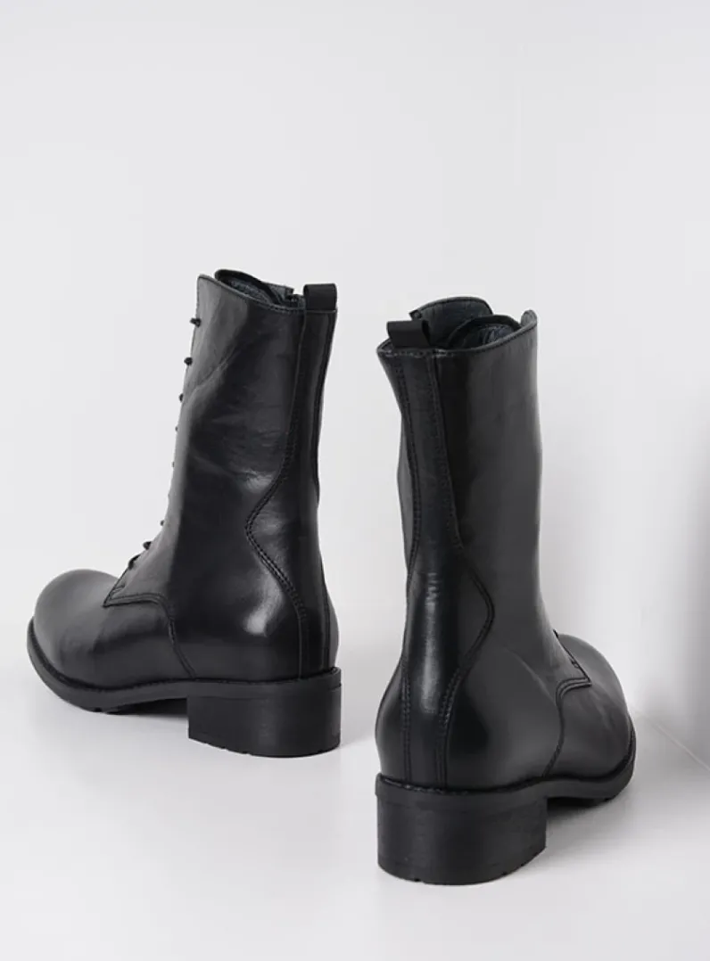 DAMES Wolky Veterlaarzen|Halfhoge Laarzen<Emery HV - zwart leer