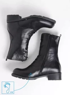 DAMES Wolky Veterlaarzen|Halfhoge Laarzen<Emery HV - zwart leer