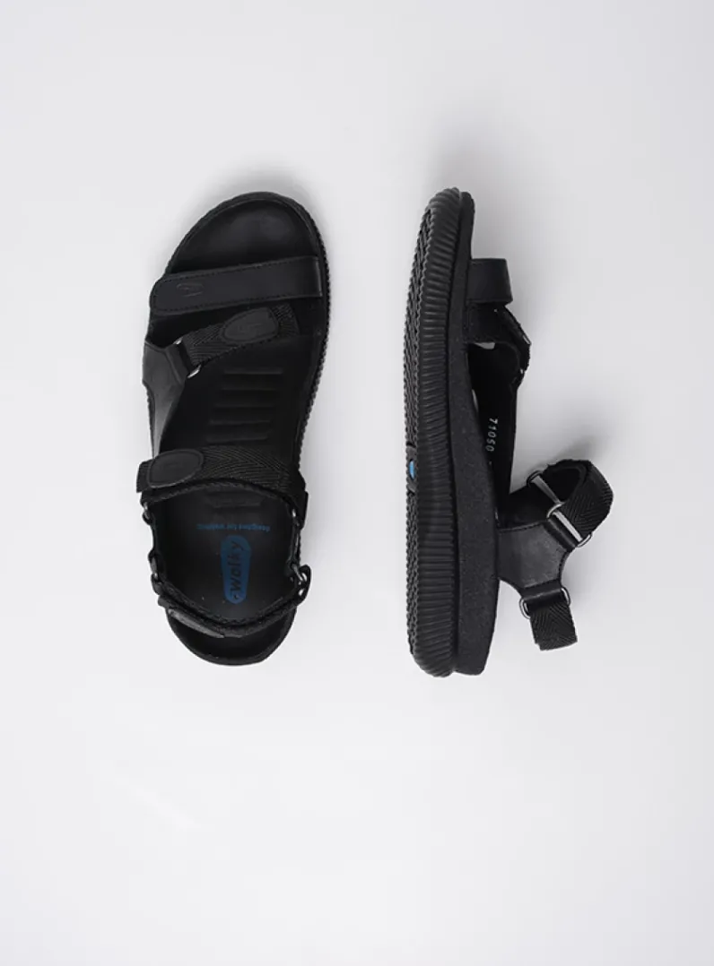 DAMES Wolky Sandalen<Energy Lady - zwart gevet leer