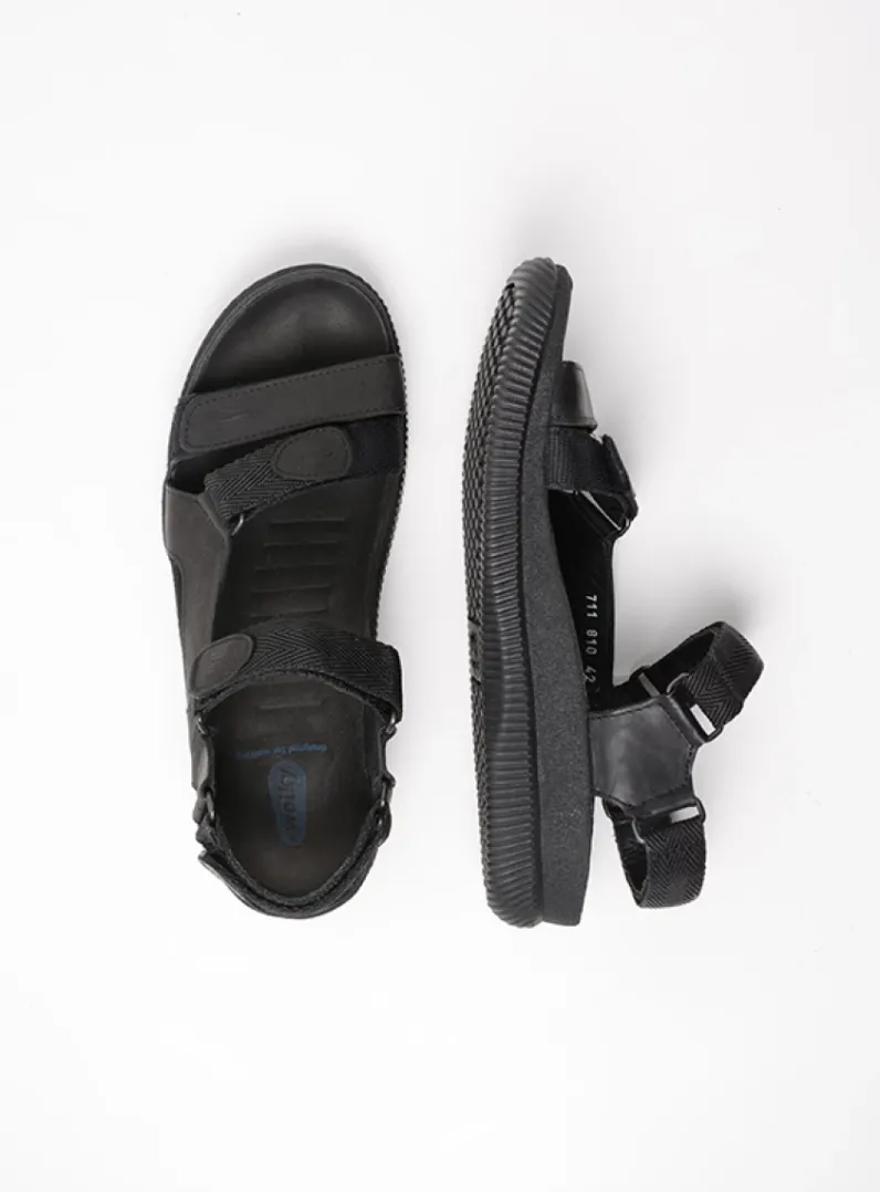 Heren Wolky Sandalen Voor Heren<Energy Men - zwart gevet leer