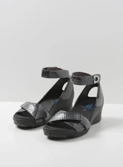 DAMES Wolky Sandalen<Era - antraciet crocolook lakleer