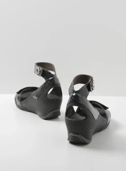 DAMES Wolky Sandalen<Era - antraciet crocolook lakleer