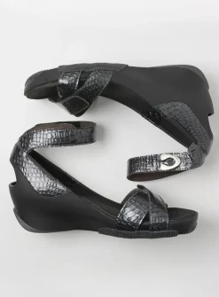 DAMES Wolky Sandalen<Era - antraciet crocolook lakleer