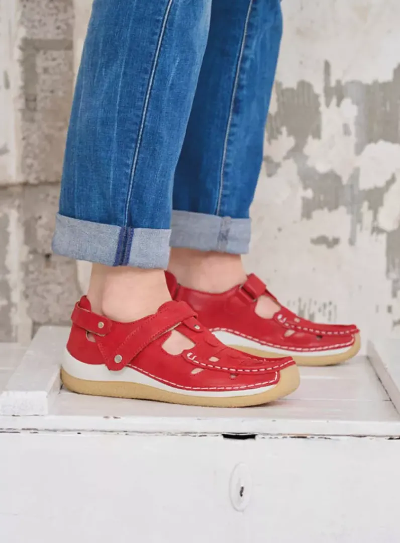 DAMES Wolky Bandschoenen<Esperanza - rood effectleer