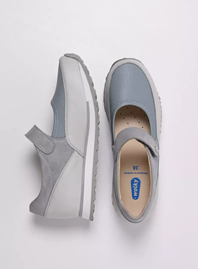 DAMES Wolky Wandelschoenen|Bandschoenen<e-Step - blauw combi stretch leer