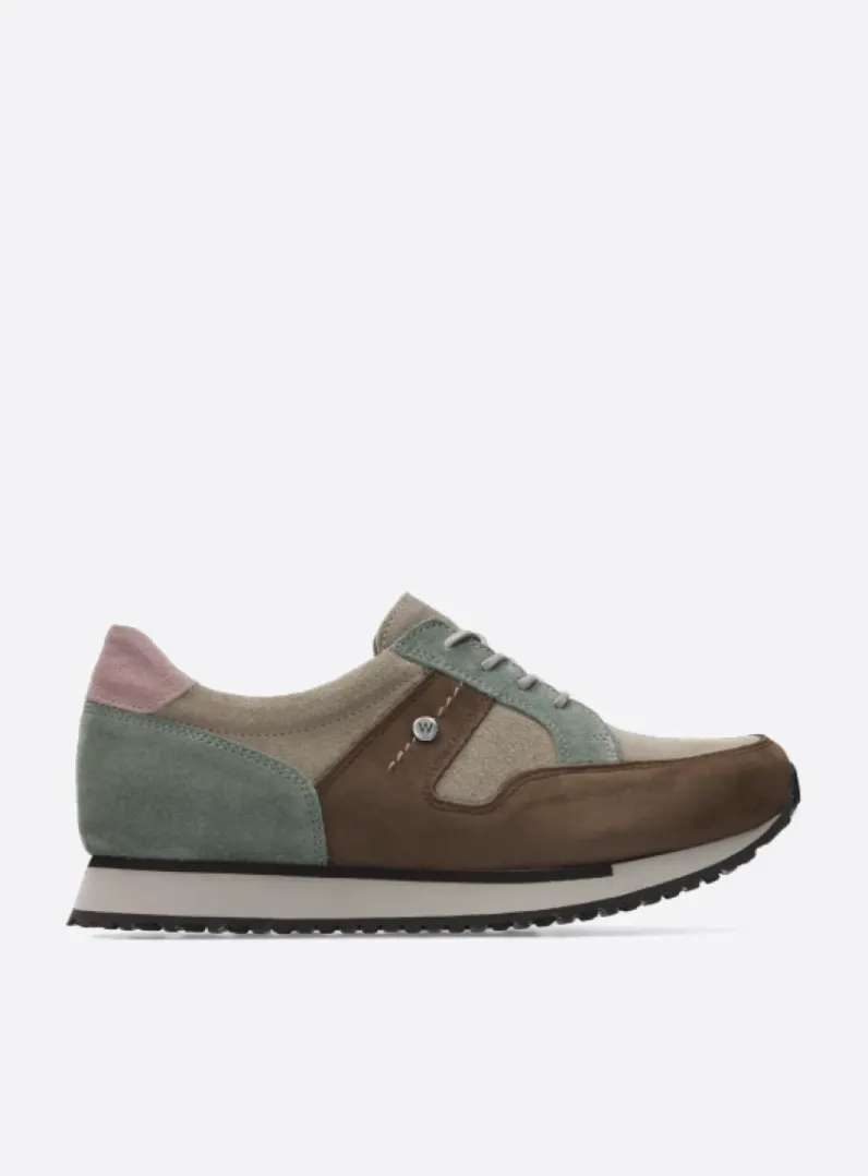 DAMES Wolky Lage Veterschoenen|Wandelschoenen<e-Walk - taupe grijsgroen combi leer