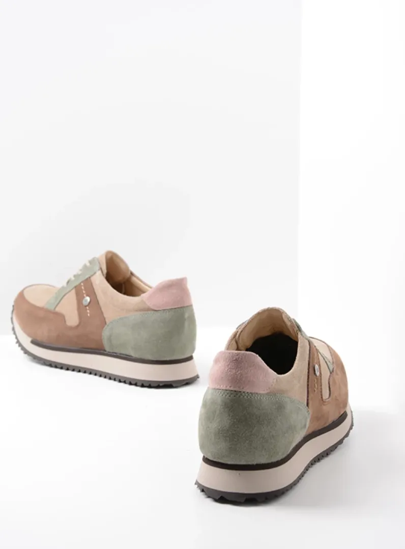 DAMES Wolky Lage Veterschoenen|Wandelschoenen<e-Walk - taupe grijsgroen combi leer