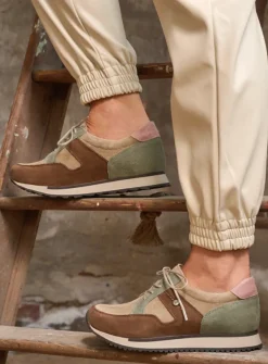 DAMES Wolky Lage Veterschoenen|Wandelschoenen<e-Walk - taupe grijsgroen combi leer