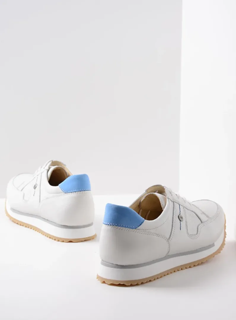 DAMES Wolky Lage Veterschoenen|Wandelschoenen<e-Walk - wit/blauw leer