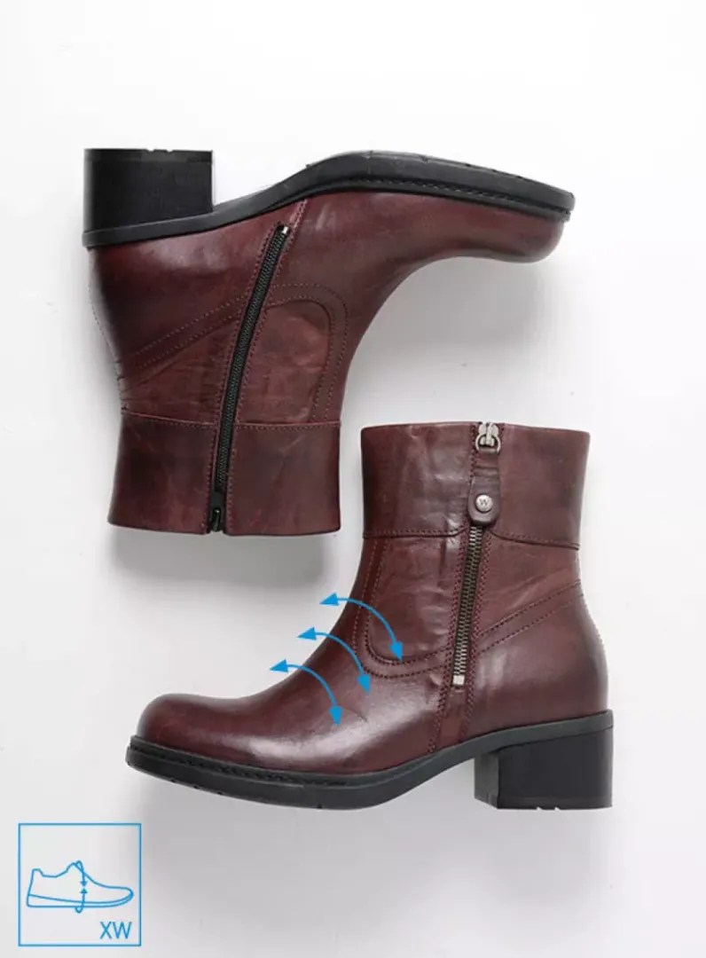 DAMES Wolky Halfhoge Laarzen|Enkellaarsjes<Fairview XW - bordeauxrood leer