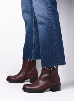 DAMES Wolky Halfhoge Laarzen|Enkellaarsjes<Fairview XW - bordeauxrood leer