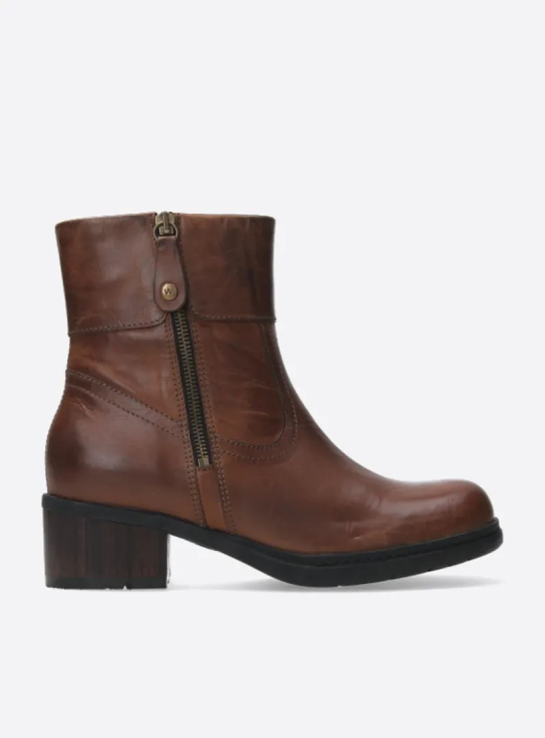 DAMES Wolky Halfhoge Laarzen|Enkellaarsjes<Fairview XW - cognac leer