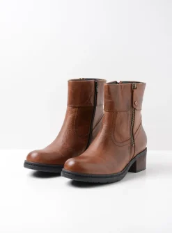 DAMES Wolky Halfhoge Laarzen|Enkellaarsjes<Fairview XW - cognac leer
