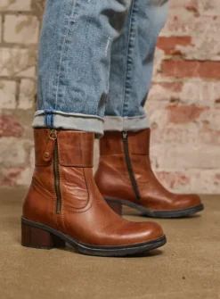 DAMES Wolky Halfhoge Laarzen|Enkellaarsjes<Fairview XW - cognac leer