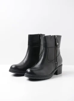 DAMES Wolky Halfhoge Laarzen|Enkellaarsjes<Fairview XW - zwart leer