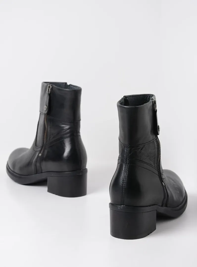 DAMES Wolky Halfhoge Laarzen|Enkellaarsjes<Fairview XW - zwart leer