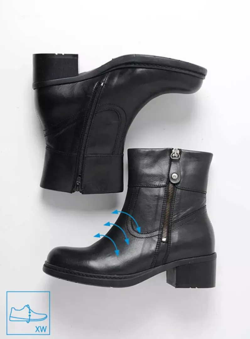 DAMES Wolky Halfhoge Laarzen|Enkellaarsjes<Fairview XW - zwart leer