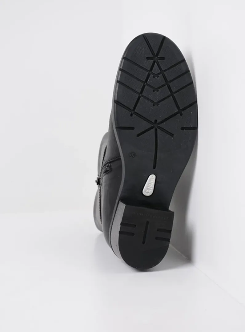 DAMES Wolky Halfhoge Laarzen|Enkellaarsjes<Fairview XW - zwart leer