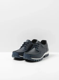 DAMES Wolky Lage Veterschoenen|Herfst/Winter<Fly - blauw leer