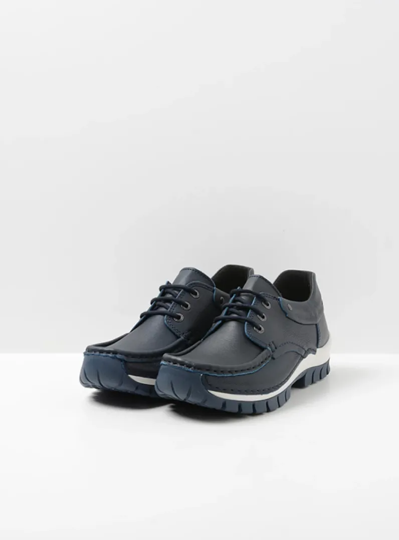 DAMES Wolky Lage Veterschoenen|Herfst/Winter<Fly - blauw leer