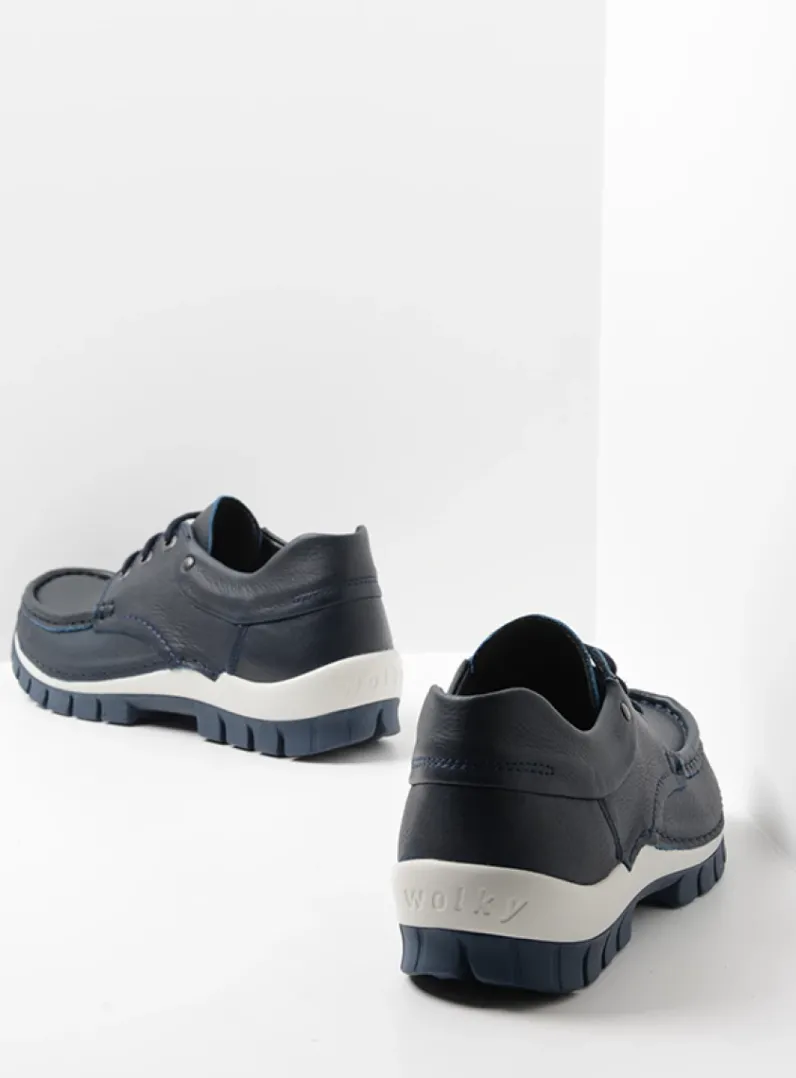 DAMES Wolky Lage Veterschoenen|Herfst/Winter<Fly - blauw leer