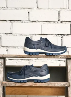 DAMES Wolky Lage Veterschoenen|Herfst/Winter<Fly - blauw leer