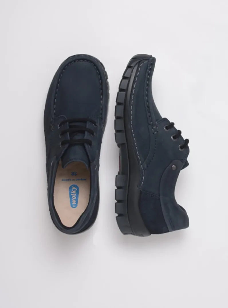 DAMES Wolky Lage Veterschoenen|Herfst/Winter<Fly - blauw nubuck