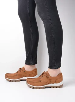 DAMES Wolky Lage Veterschoenen|Herfst/Winter<Fly - cognac nubuck