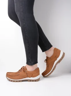 DAMES Wolky Lage Veterschoenen|Herfst/Winter<Fly - cognac nubuck