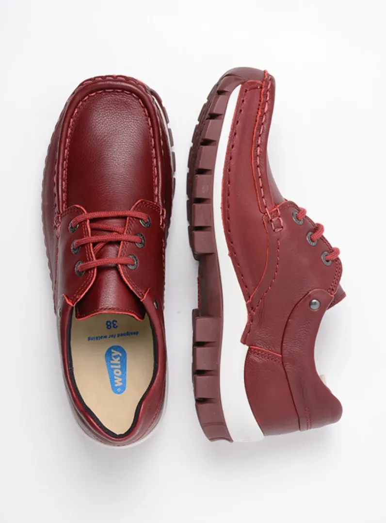 DAMES Wolky Lage Veterschoenen|Herfst/Winter<Fly - donkerrood leer