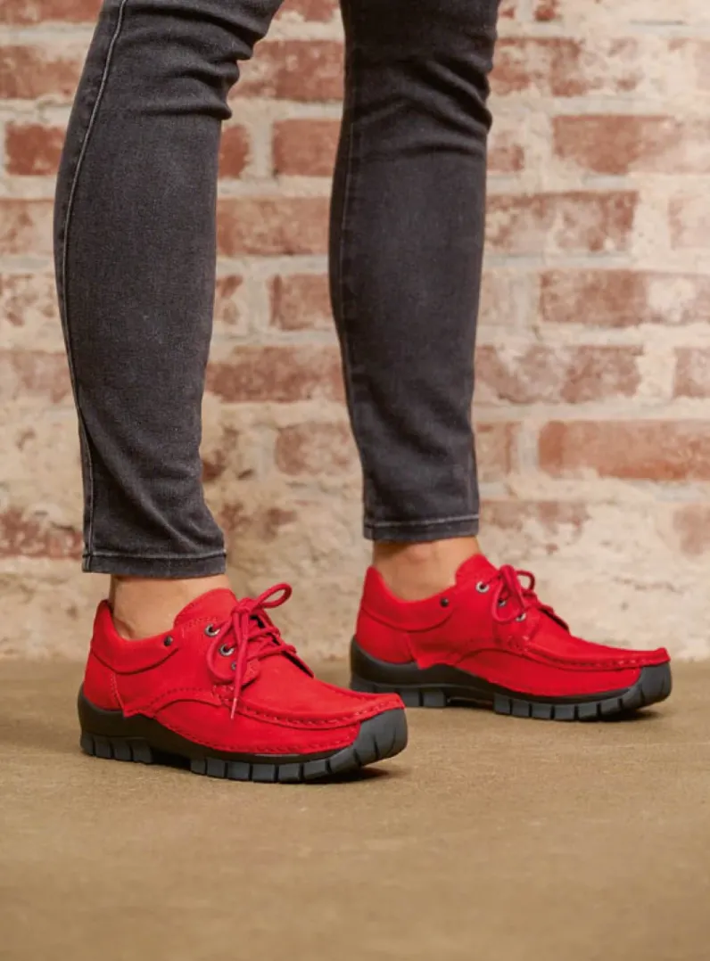 DAMES Wolky Lage Veterschoenen|Herfst/Winter<Fly - rood nubuck