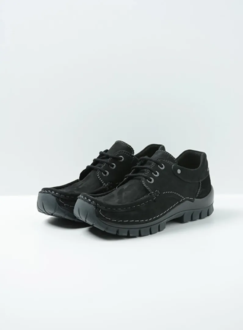 DAMES Wolky Lage Veterschoenen|Herfst/Winter<Fly - zwart nubuck