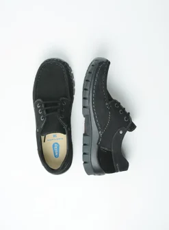 DAMES Wolky Lage Veterschoenen|Herfst/Winter<Fly - zwart nubuck