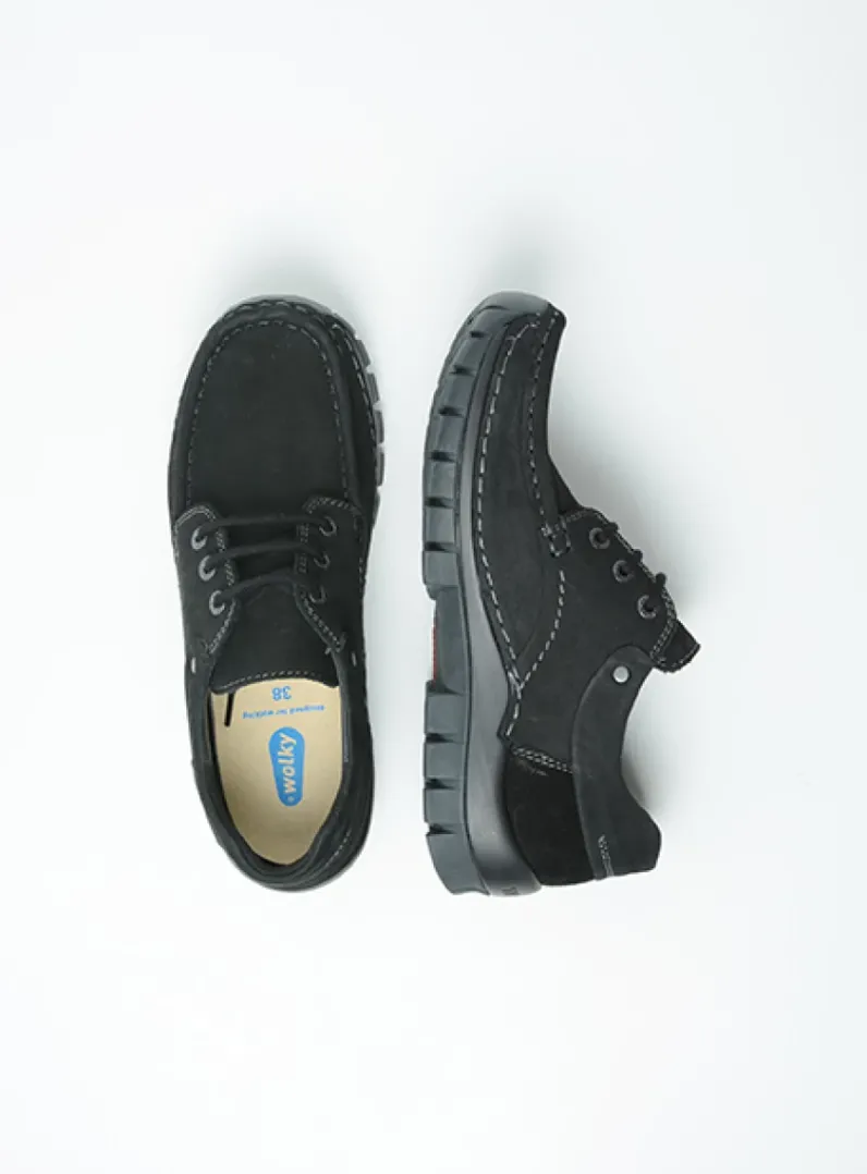 DAMES Wolky Lage Veterschoenen|Herfst/Winter<Fly - zwart nubuck