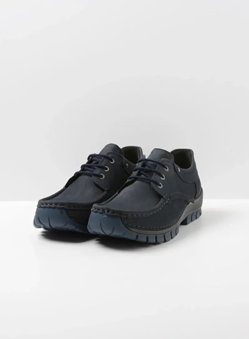 Heren Wolky Veterschoenen Heren|Comfortschoenen Heren<Fly men - blauw nubuck