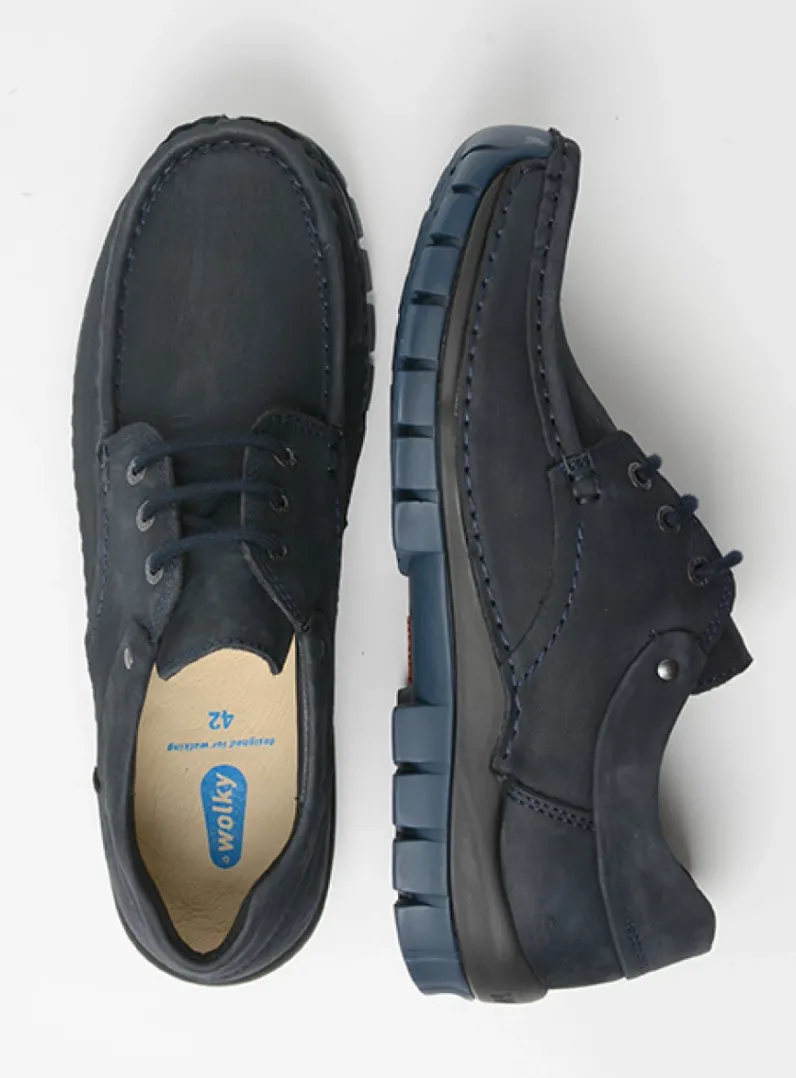 Heren Wolky Veterschoenen Heren|Comfortschoenen Heren<Fly men - blauw nubuck