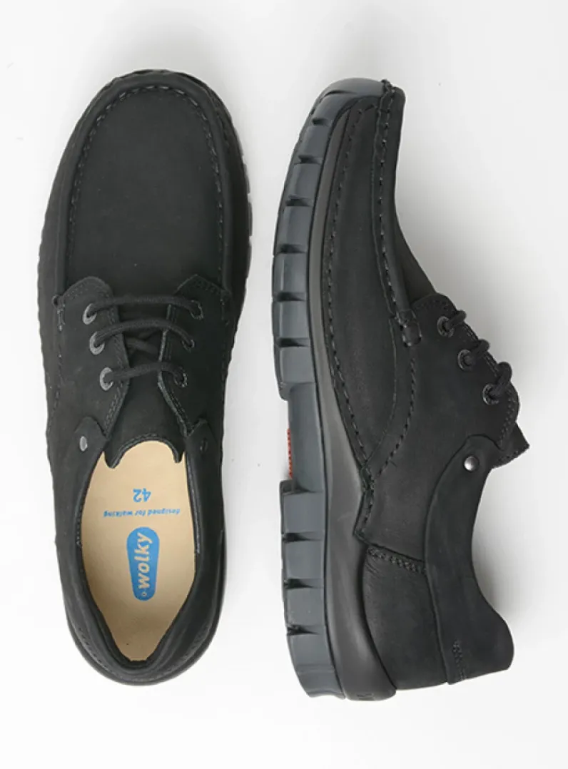 Heren Wolky Veterschoenen Heren|Comfortschoenen Heren<Fly men - zwart nubuck