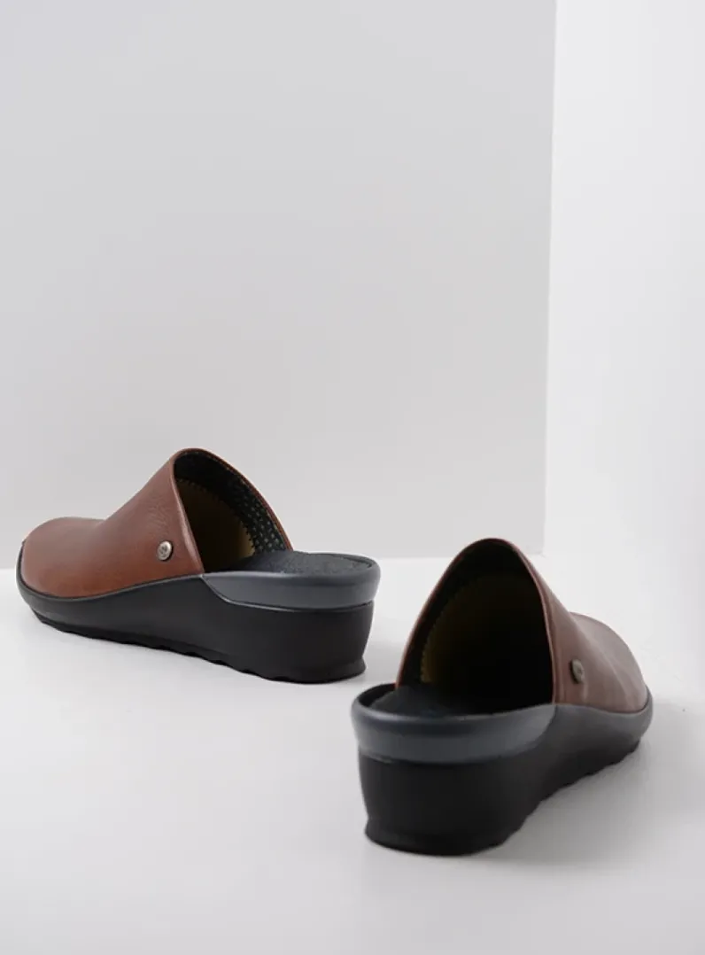 DAMES Wolky Slippers|Klompen<Go - cognac leer