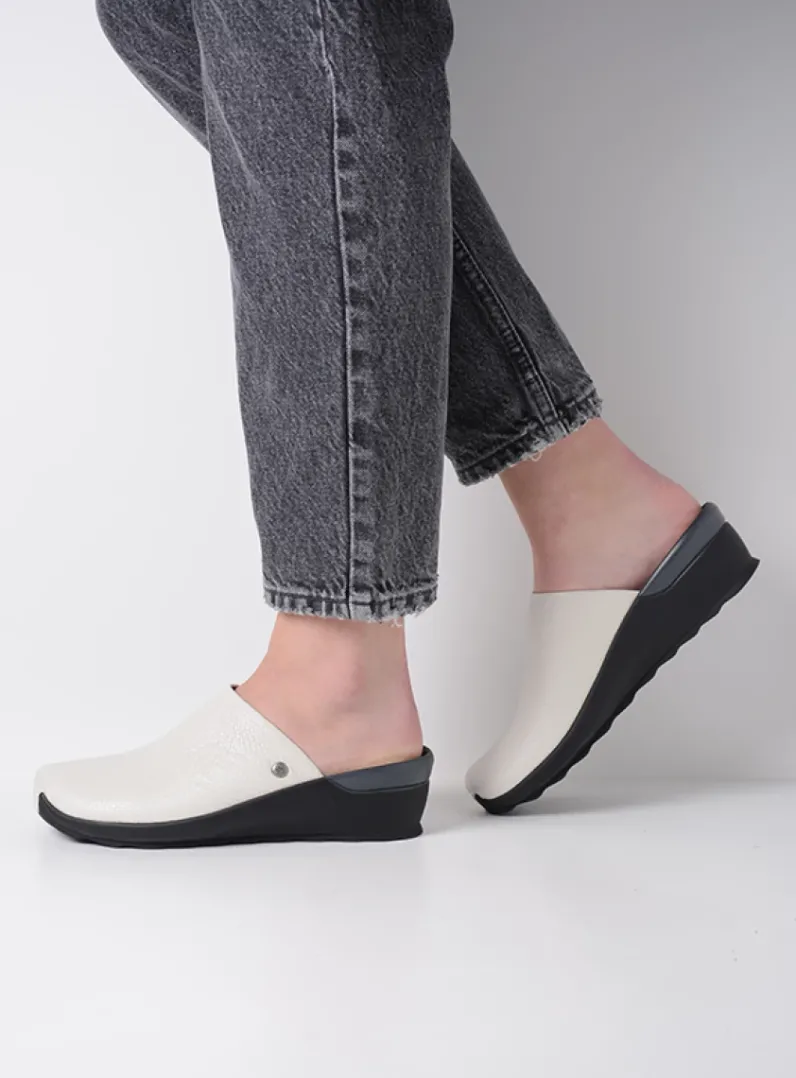 DAMES Wolky Slippers|Klompen<Go - creme wit leer