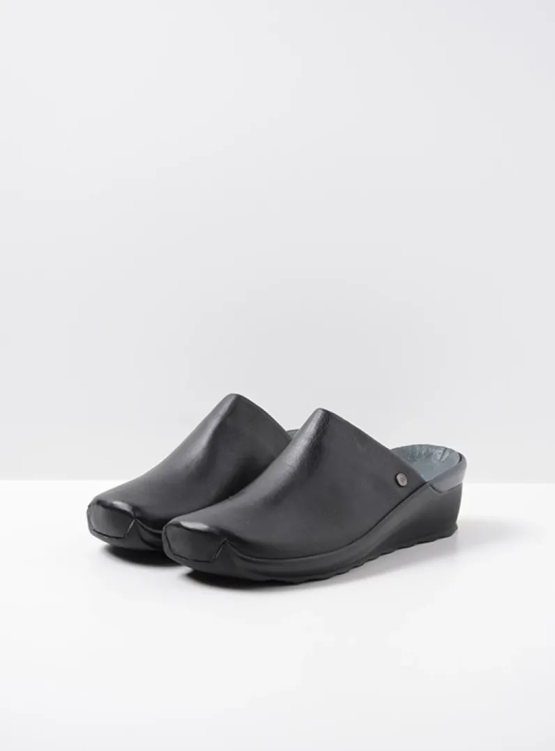 DAMES Wolky Slippers|Klompen<Go - zwart leer