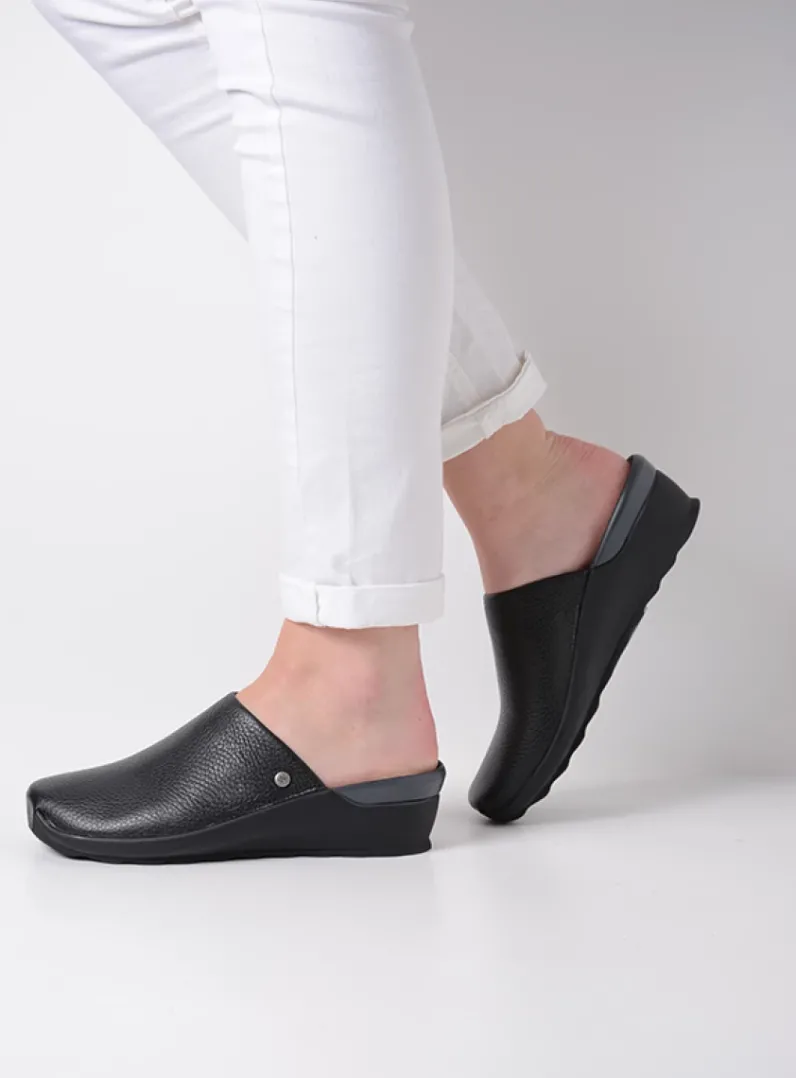 DAMES Wolky Slippers|Klompen<Go - zwart leer