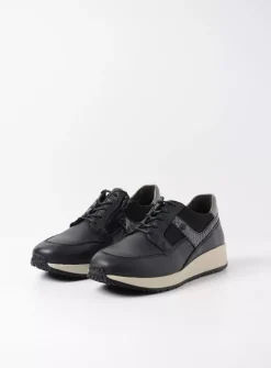 DAMES Wolky Lage Veterschoenen|Sneakers<Hammer - zwart combi leer