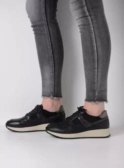 DAMES Wolky Lage Veterschoenen|Sneakers<Hammer - zwart combi leer