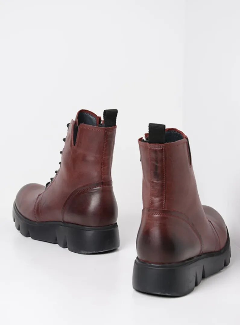 DAMES Wolky Hoge Veterschoenen|Veterlaarzen<Hope XW - bordeauxrood leer