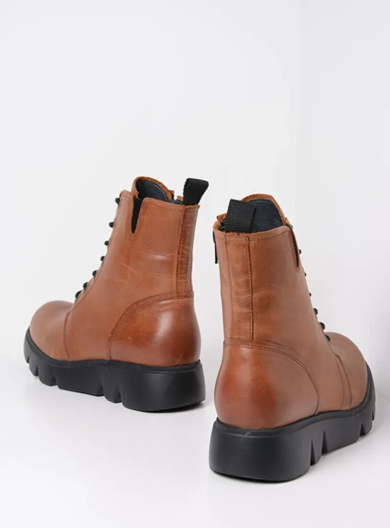 DAMES Wolky Hoge Veterschoenen|Veterlaarzen<Hope XW - cognac leer