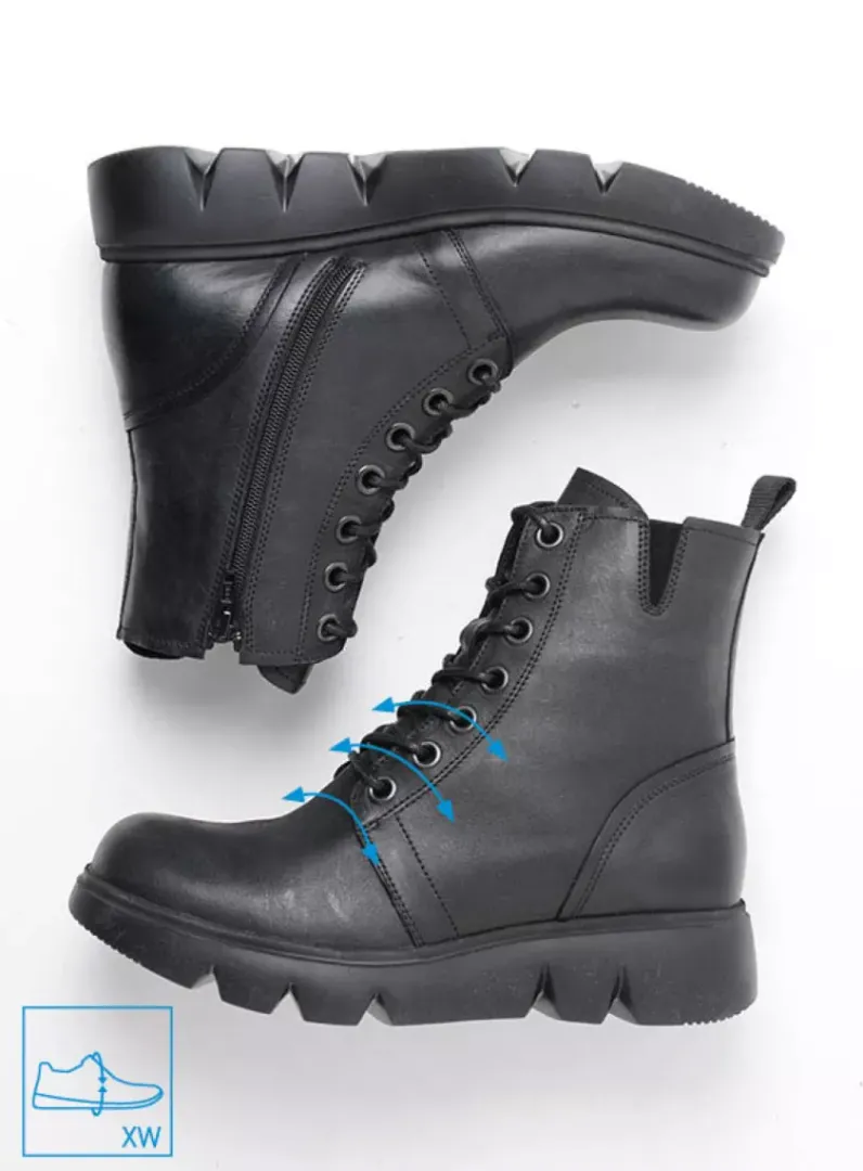 DAMES Wolky Veterlaarzen|Hoge Veterschoenen<Hope XW - zwart leer