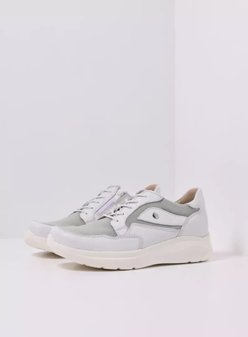 DAMES Wolky Lage Veterschoenen|Sneakers<Impact S2F - wit/grijsgroen combi stretchleer