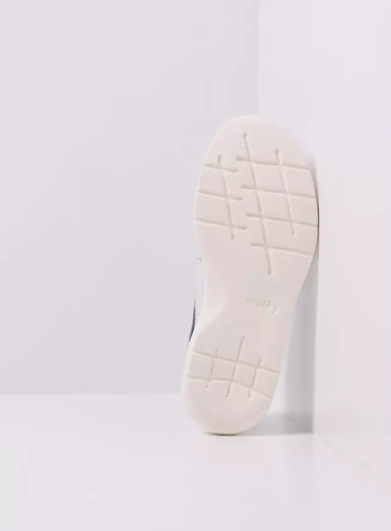 DAMES Wolky Lage Veterschoenen|Sneakers<Impact S2F - wit/jeans combi stretch leer